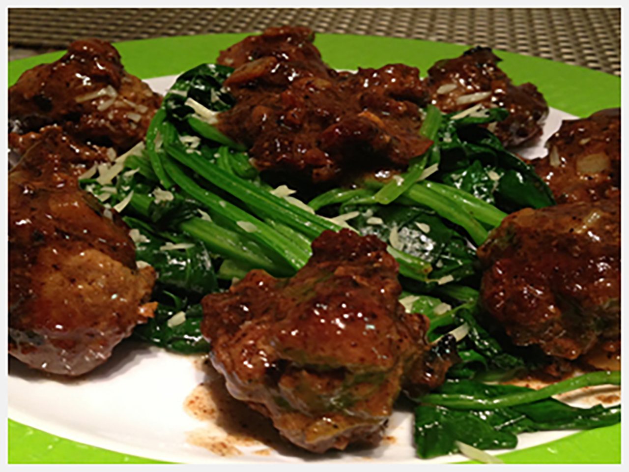 Turkey-Meatballs-with-Sautéed-Spinach