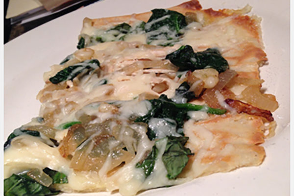 Spinach-and-Caramelized-Onion-Pizzach and Caramelized Onion Pizza